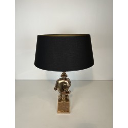 Lampe Tête de Cheval en Bronze, Socle en Onyx, Maison Char | Maison Barrois