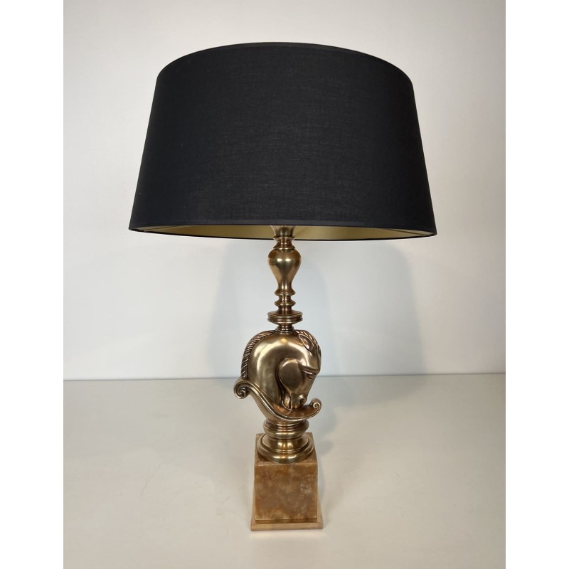 Bronze Horse Head Lamp, Onyx Base, Maison Charles, Circa 1 | Maison Barrois