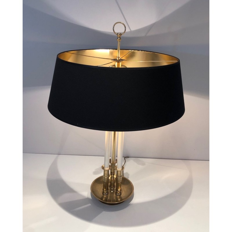 Paire de Lampes en Laiton et Laque Blanche, Style Néoclassique, Travail Français, vers 1940