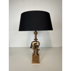Lampe Tête de Cheval en Bronze, Socle en Onyx, Maison Char | Maison Barrois