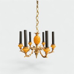 Lustre Ananas en Céramique Émaillée Jaune et Bronze Doré à | Maison Barrois