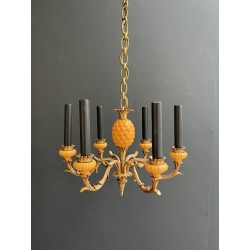 Lustre Ananas en Céramique Émaillée Jaune et Bronze Doré à | Maison Barrois