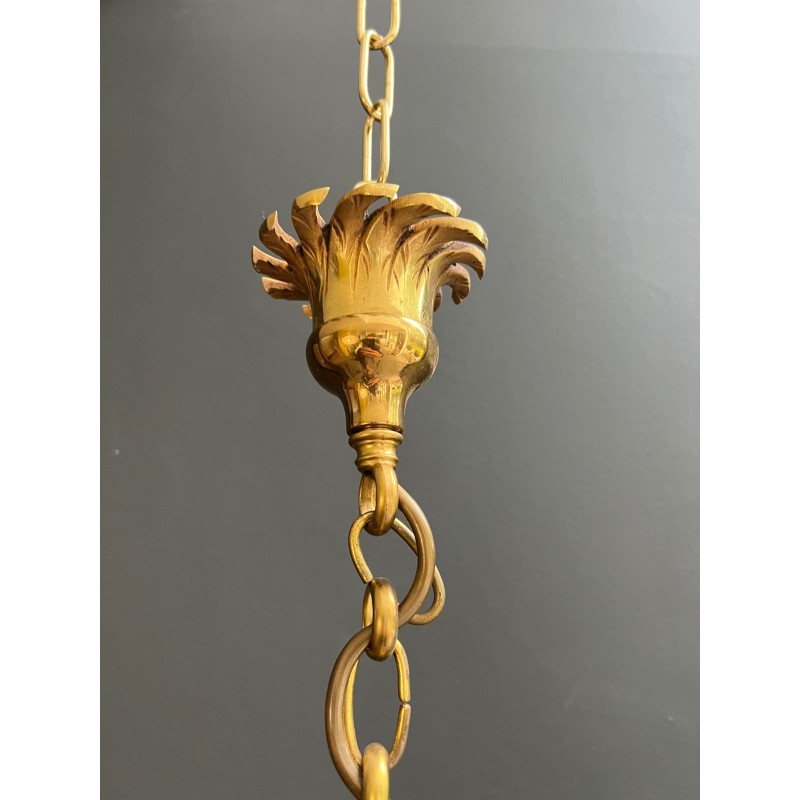 Lustre Ananas en Céramique Émaillée Jaune et Bronze Doré à | Maison Barrois