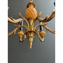 Lustre Ananas en Céramique Émaillée Jaune et Bronze Doré à | Maison Barrois