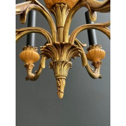 Lustre Ananas en Céramique Émaillée Jaune et Bronze Doré à | Maison Barrois