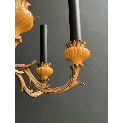 Lustre Ananas en Céramique Émaillée Jaune et Bronze Doré à | Maison Barrois