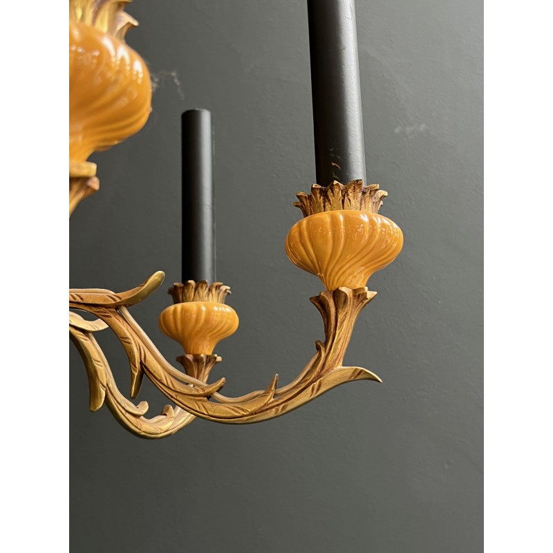 Lustre Ananas en Céramique Émaillée Jaune et Bronze Doré à | Maison Barrois