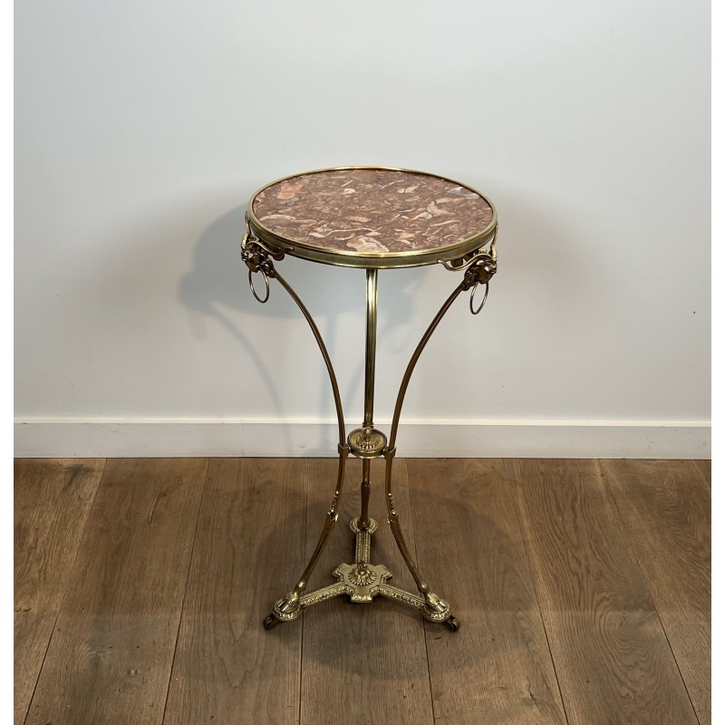 Athénienne Pedestal Table in Gilt Bronze with Ram's Heads, | Maison Barrois