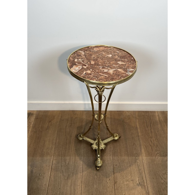 Athénienne Pedestal Table in Gilt Bronze with Ram's Heads, | Maison Barrois