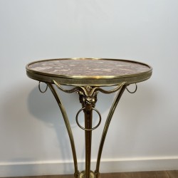 Athénienne Pedestal Table in Gilt Bronze with Ram's Heads, | Maison Barrois