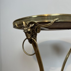 Athénienne Pedestal Table in Gilt Bronze with Ram's Heads, | Maison Barrois