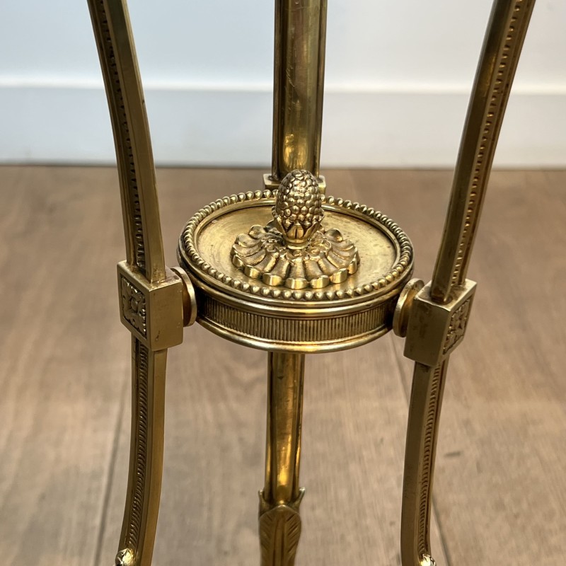 Athénienne Pedestal Table in Gilt Bronze with Ram's Heads, | Maison Barrois