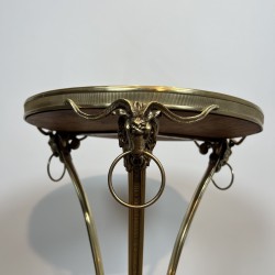 Athénienne Pedestal Table in Gilt Bronze with Ram's Heads, | Maison Barrois