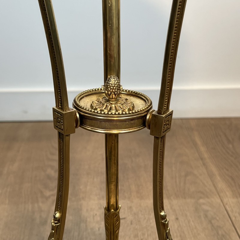 Athénienne Pedestal Table in Gilt Bronze with Ram's Heads, | Maison Barrois