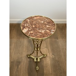 Athénienne Pedestal Table in Gilt Bronze with Ram's Heads, | Maison Barrois