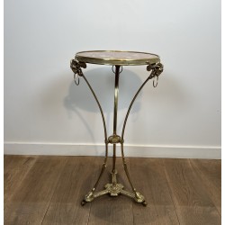 Athénienne Pedestal Table in Gilt Bronze with Ram's Heads, | Maison Barrois
