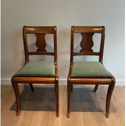 Set of Eight Walnut Chairs with a Bandeau Back and Sabre L | Maison Barrois
