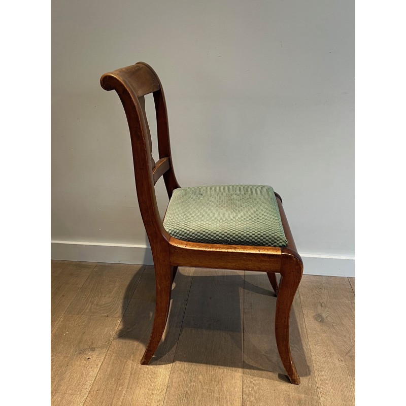 Set of Eight Walnut Chairs with a Bandeau Back and Sabre L | Maison Barrois