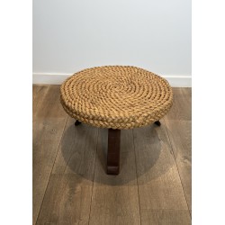 Round Braided Rope Coffee Table with Wooden Tripod Base, A | Maison Barrois
