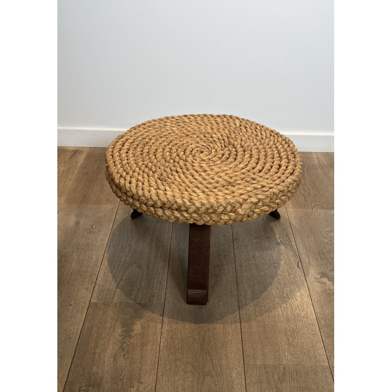 Table Basse Ronde en Corde Tressée à Piètement Tripode en | Maison Barrois