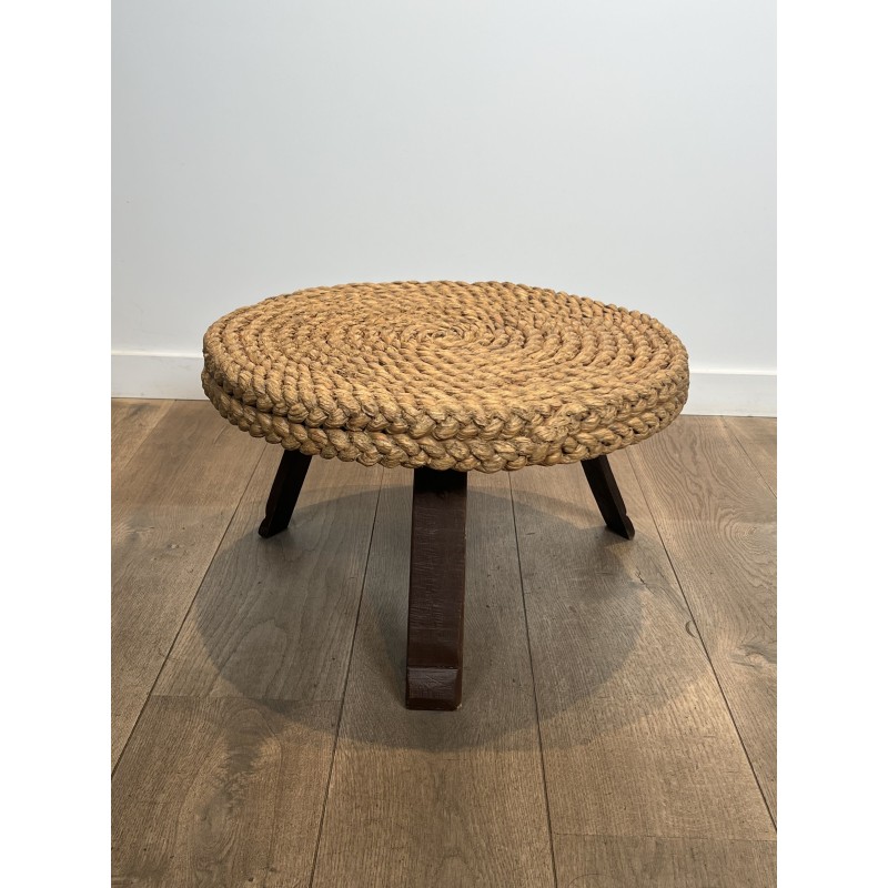 Table Basse Ronde en Corde Tressée à Piètement Tripode en | Maison Barrois