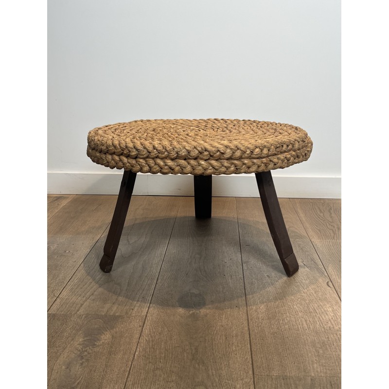 Table Basse Ronde en Corde Tressée à Piètement Tripode en | Maison Barrois