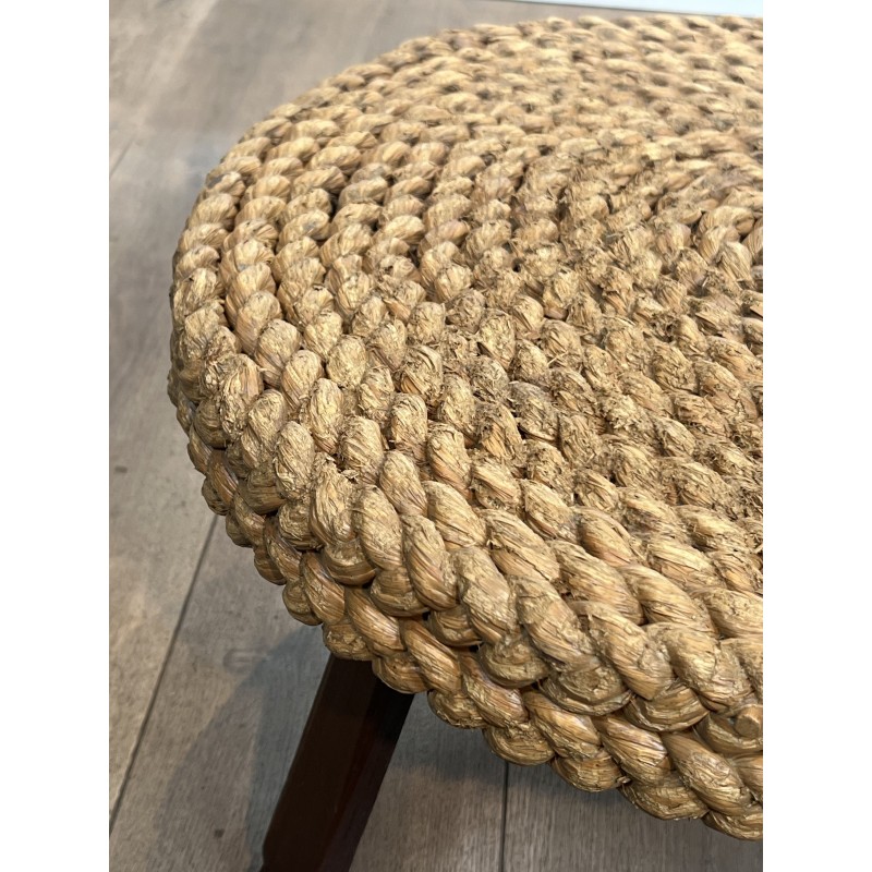 Table Basse Ronde en Corde Tressée à Piètement Tripode en | Maison Barrois