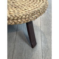 Table Basse Ronde en Corde Tressée à Piètement Tripode en | Maison Barrois