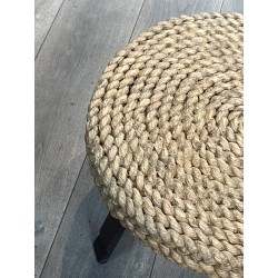 Table Basse Ronde en Corde Tressée à Piètement Tripode en | Maison Barrois