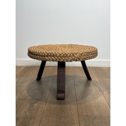 Round Braided Rope Coffee Table with Wooden Tripod Base, A | Maison Barrois
