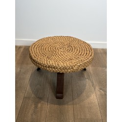 Table Basse Ronde en Corde Tressée à Piètement Tripode en | Maison Barrois