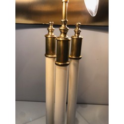 Paire de Lampes en Laiton et Laque Blanche, Style Néoclassique, Travail Français, vers 1940