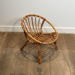 Ensemble d'une Table et d'une Chaise pour Enfant en Rotin, | Maison Barrois