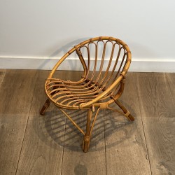 Ensemble d'une Table et d'une Chaise pour Enfant en Rotin, | Maison Barrois