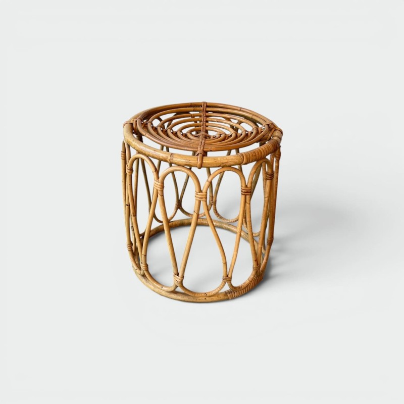 Round Bent Rattan Stool or Plant Stand with Handle Decor, | Maison Barrois