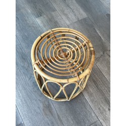 Tabouret ou Sellette Ronde en Rotin Courbé à Décor d'Anses | Maison Barrois