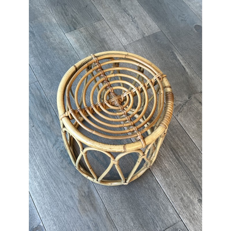 Round Bent Rattan Stool or Plant Stand with Handle Decor, | Maison Barrois