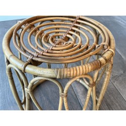 Round Bent Rattan Stool or Plant Stand with Handle Decor, | Maison Barrois