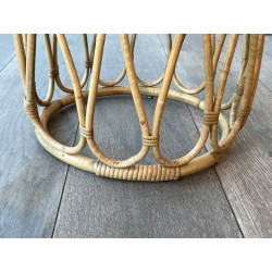 Tabouret ou Sellette Ronde en Rotin Courbé à Décor d'Anses | Maison Barrois