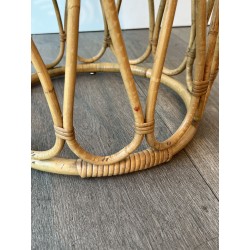 Tabouret ou Sellette Ronde en Rotin Courbé à Décor d'Anses | Maison Barrois