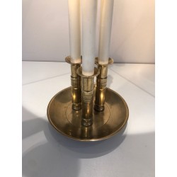 Pair of Neoclassical Brass and White Lacquered Table Lamps, French, circa 1940
