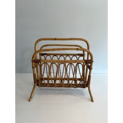 Porte-Revues en Rotin et Bambou Cintré à Décor d'Arceaux, | Maison Barrois