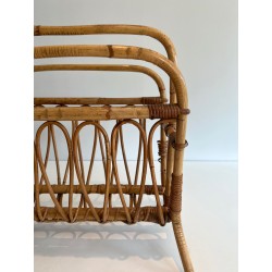 Porte-Revues en Rotin et Bambou Cintré à Décor d'Arceaux, | Maison Barrois