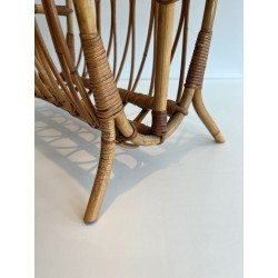 Bent Rattan and Bamboo Magazine Rack with Arch Decor, Ital | Maison Barrois