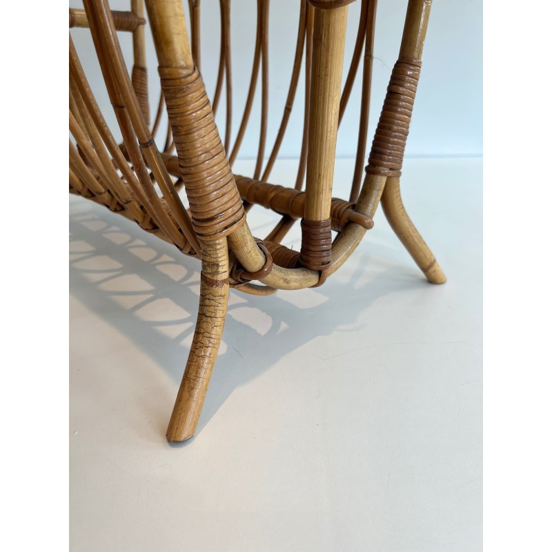 Bent Rattan and Bamboo Magazine Rack with Arch Decor, Ital | Maison Barrois