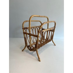 Bent Rattan and Bamboo Magazine Rack with Arch Decor, Ital | Maison Barrois