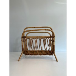 Porte-Revues en Rotin et Bambou Cintré à Décor d'Arceaux, | Maison Barrois