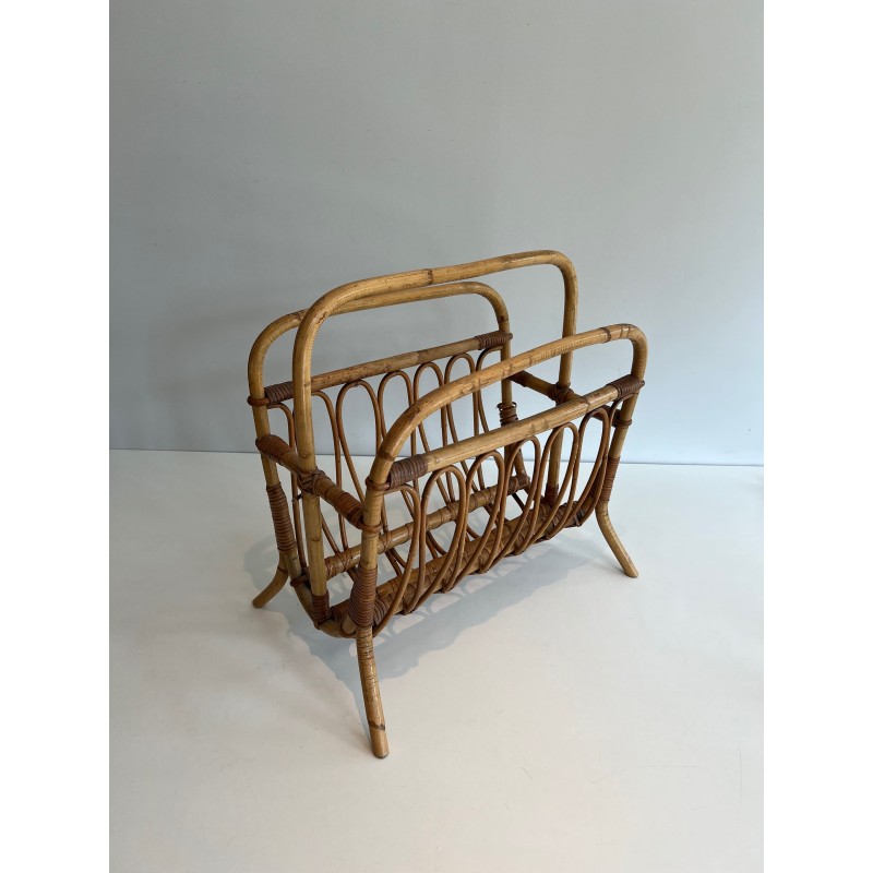 Bent Rattan and Bamboo Magazine Rack with Arch Decor, Ital | Maison Barrois
