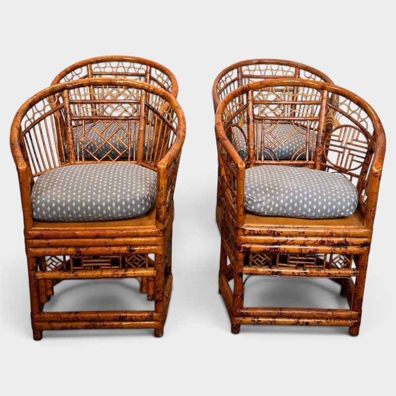 Suite de Fauteuils en Bambou Façon Écaille de Tortue, Styl | Maison Barrois