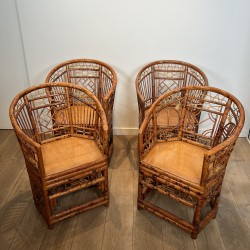 Suite de Fauteuils en Bambou Façon Écaille de Tortue, Styl | Maison Barrois